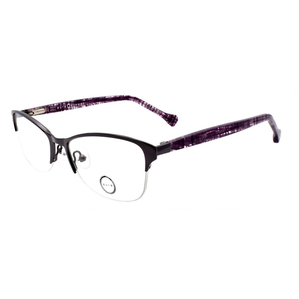 Aura Eyewear Iris GUN Women's Eyeglasses Frames Half-rim 52-17-135 Gunmetal
